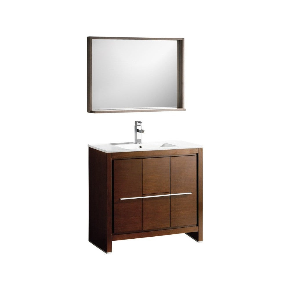 Fresca Allier 36" Wenge Brown Modern Bathroom Vanity w/ Mirror