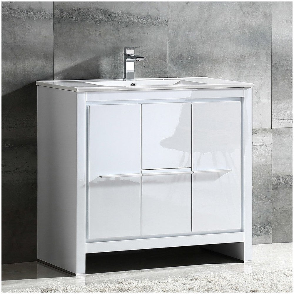 Fresca Allier 36" White Modern Bathroom Cabinet w/ Sink