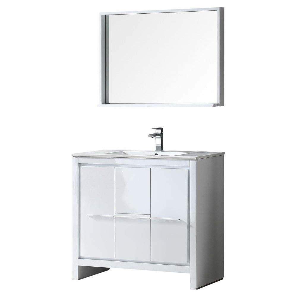 Fresca Allier 36" White Modern Bathroom Vanity w/ Mirror