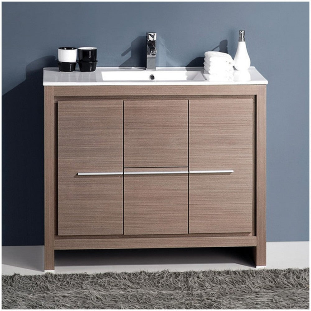 Fresca Allier 40" Gray Oak Modern Bathroom Cabinet w/ Sink