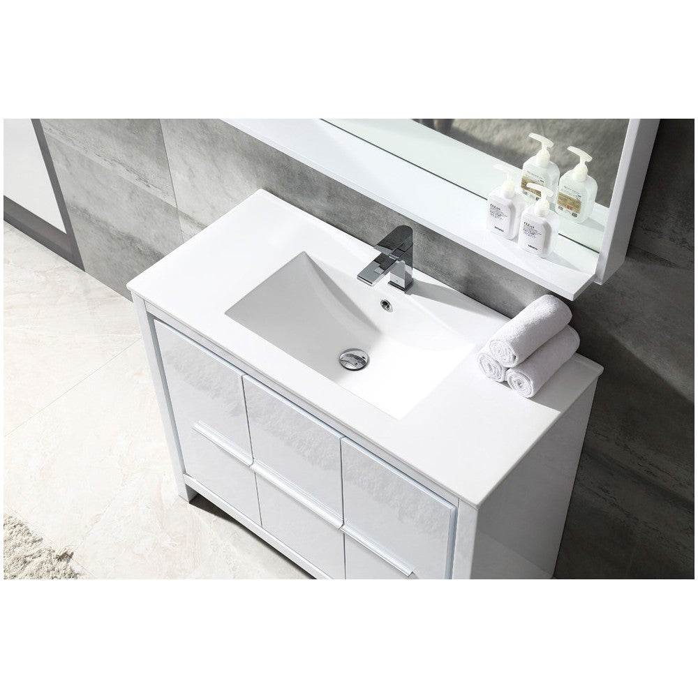 Fresca Allier 40" White Modern Bathroom Vanity w/ Mirror