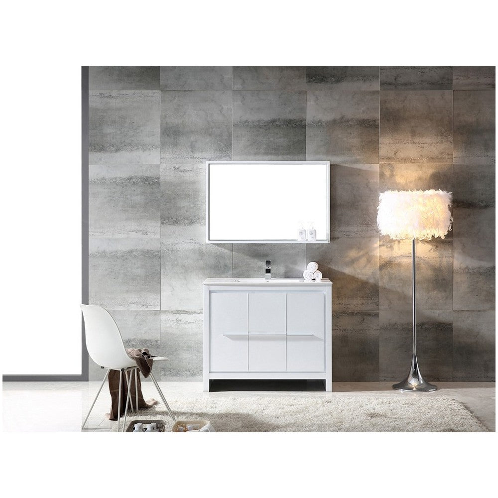 Fresca Allier 40" White Modern Bathroom Vanity w/ Mirror