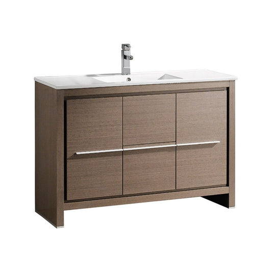 Fresca Allier 48" Gray Oak Modern Bathroom Cabinet w/ Sink