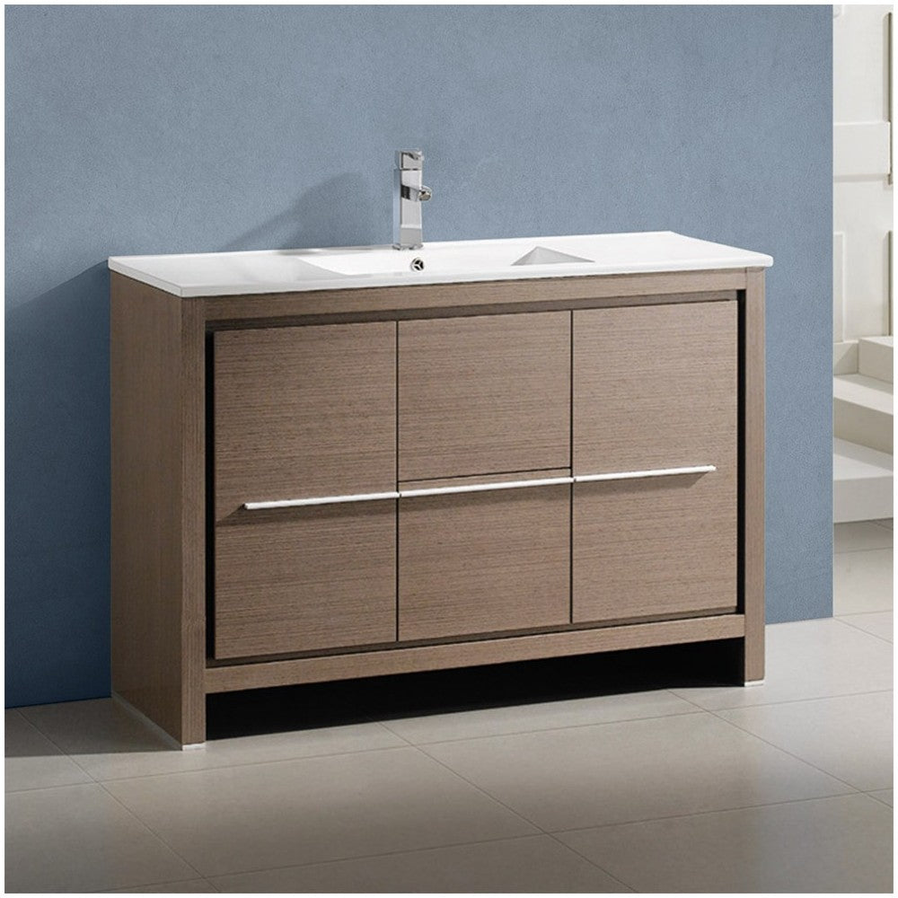 Fresca Allier 48" Gray Oak Modern Bathroom Cabinet w/ Sink