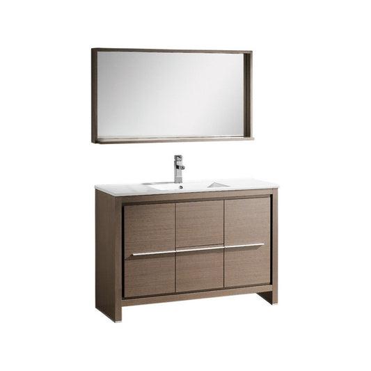 Fresca Allier 48" Gray Oak Modern Bathroom Vanity w/ Mirror