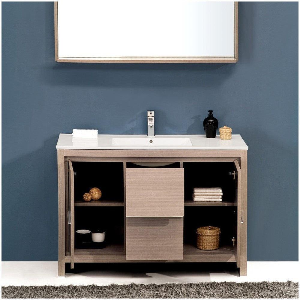 Fresca Allier 48" Gray Oak Modern Bathroom Vanity w/ Mirror