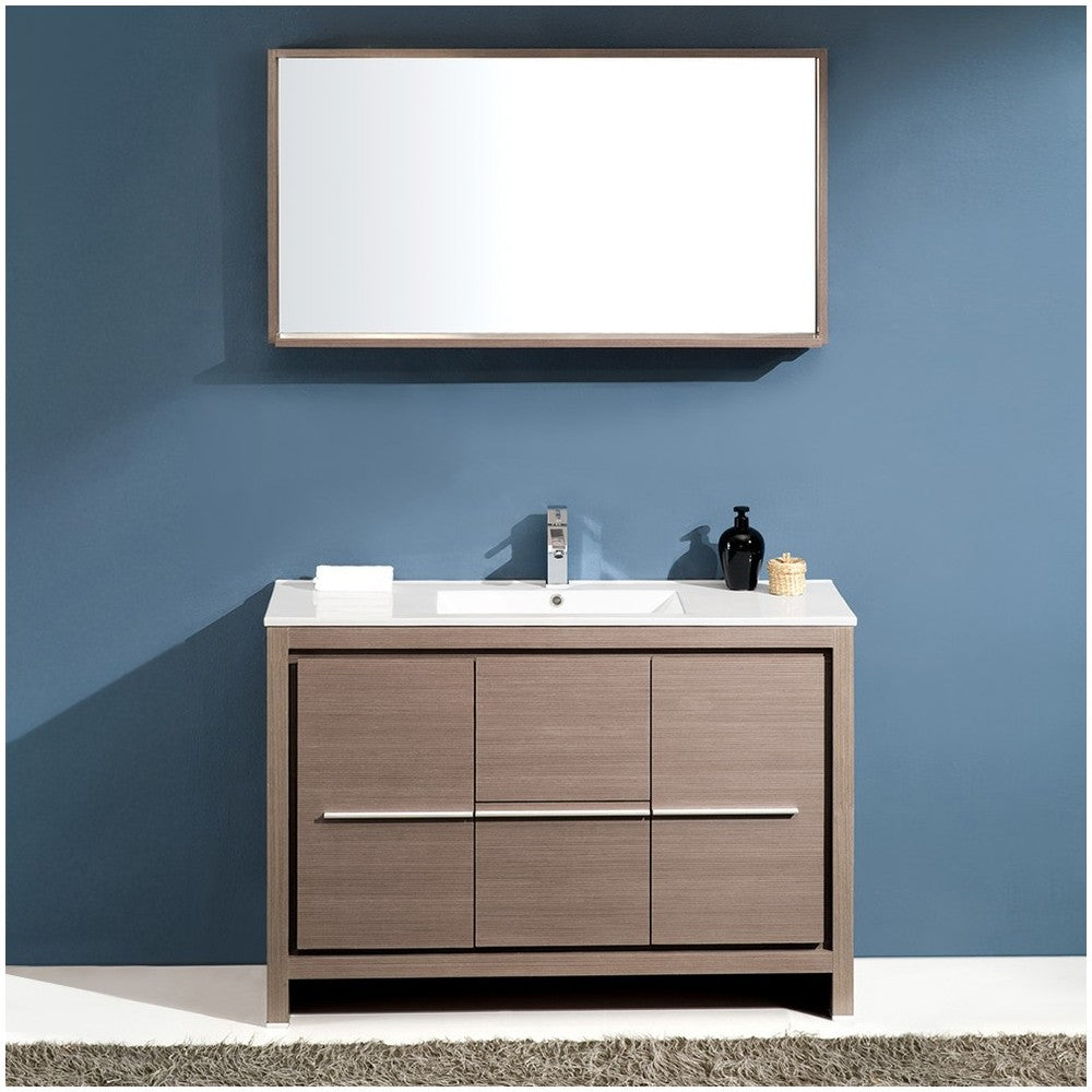 Fresca Allier 48" Gray Oak Modern Bathroom Vanity w/ Mirror