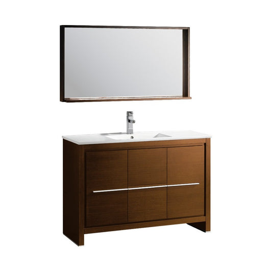 Fresca Allier 48" Wenge Brown Modern Bathroom Vanity w/ Mirror