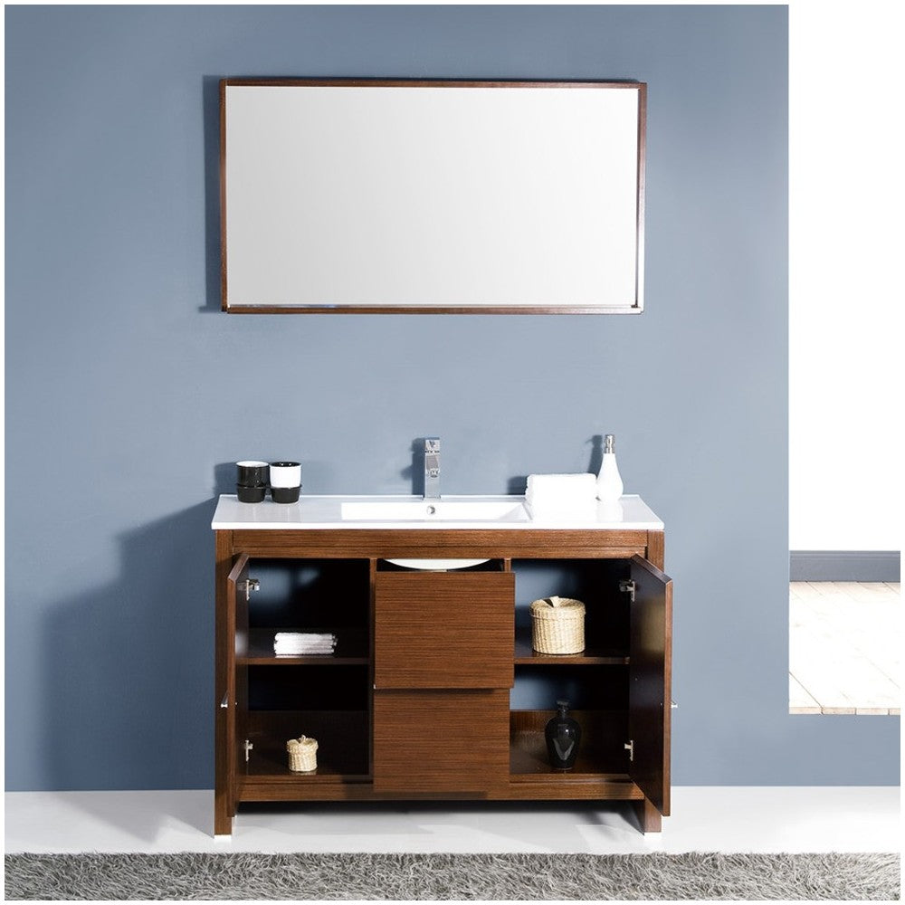 Fresca Allier 48" Wenge Brown Modern Bathroom Vanity w/ Mirror