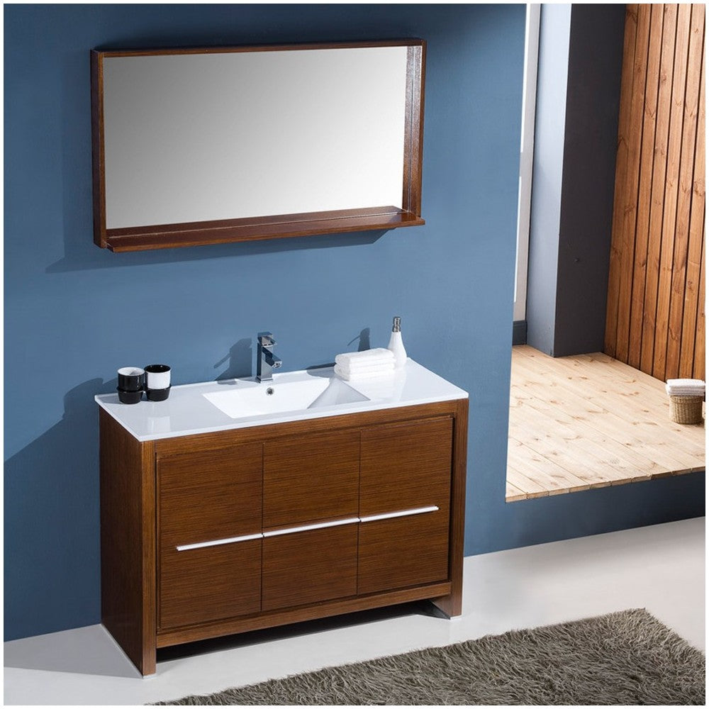 Fresca Allier 48" Wenge Brown Modern Bathroom Vanity w/ Mirror