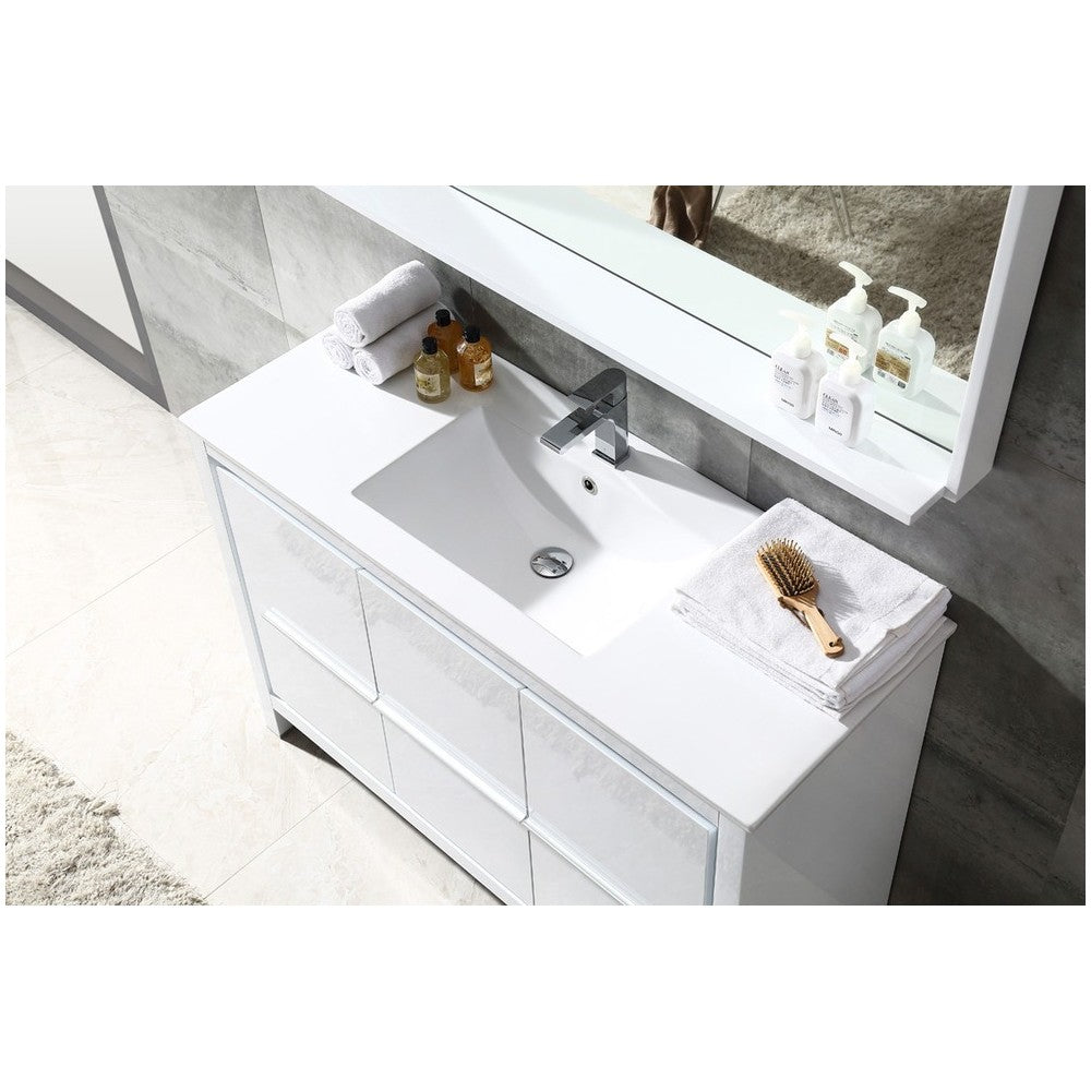 Fresca Allier 48" White Modern Bathroom Vanity w/ Mirror