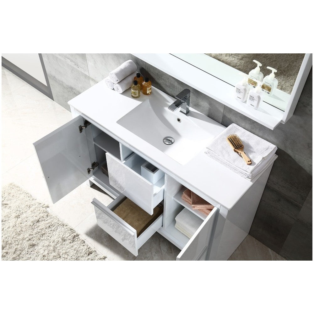 Fresca Allier 48" White Modern Bathroom Vanity w/ Mirror