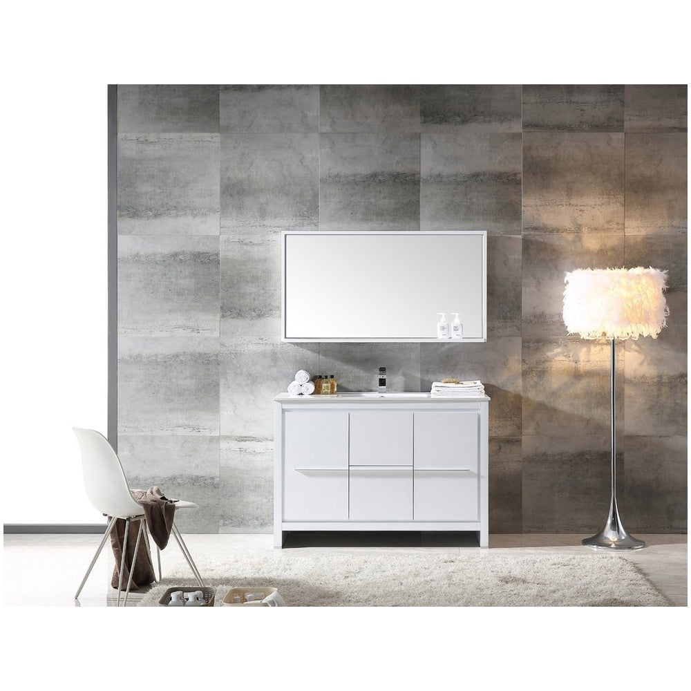 Fresca Allier 48" White Modern Bathroom Vanity w/ Mirror