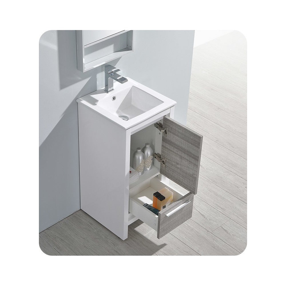 Fresca Allier Rio 16" Ash Gray Modern Bathroom Cabinet w/ Sink