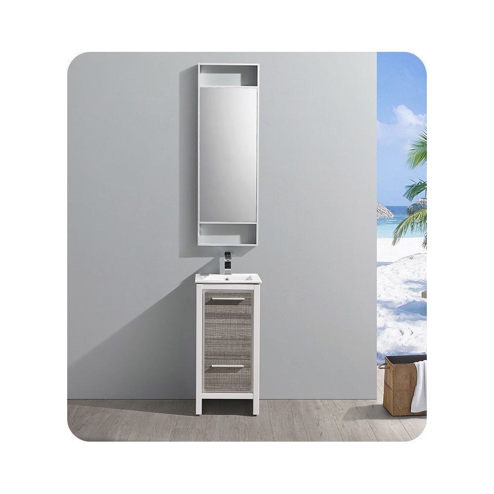 Fresca Allier Rio 16" Ash Gray Modern Bathroom Cabinet w/ Sink