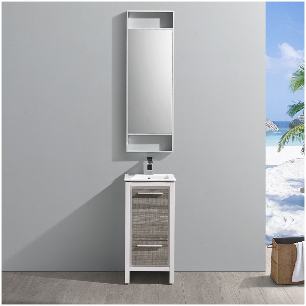 Fresca Allier Rio 16" Ash Gray Modern Bathroom Vanity w/ Mirror