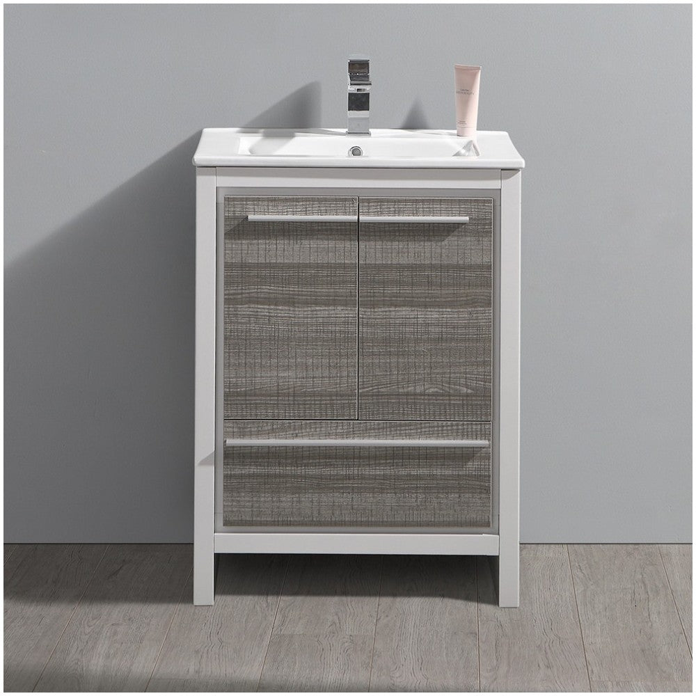 Fresca Allier Rio 24" Ash Gray Modern Bathroom Cabinet w/ Sink