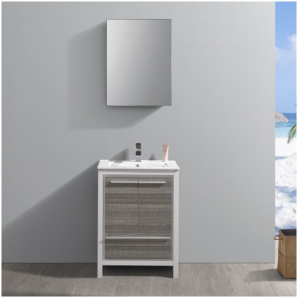 Fresca Allier Rio 24" Ash Gray Modern Bathroom Vanity w/ Medicine Cabinet