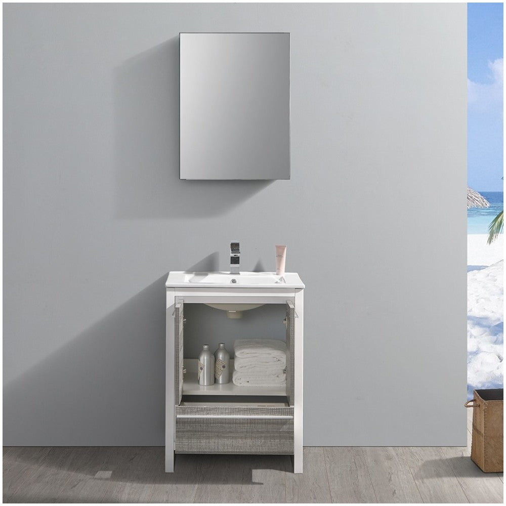 Fresca Allier Rio 24" Ash Gray Modern Bathroom Vanity w/ Medicine Cabinet