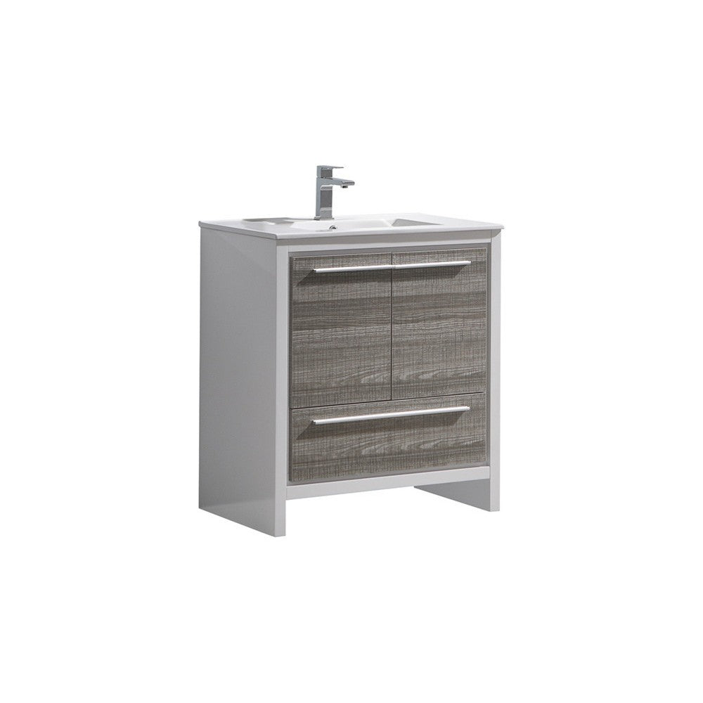 Fresca Allier Rio 30" Ash Gray Modern Bathroom Cabinet w/ Sink