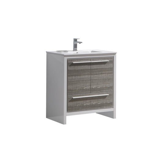 Fresca Allier Rio 30" Ash Gray Modern Bathroom Cabinet w/ Sink