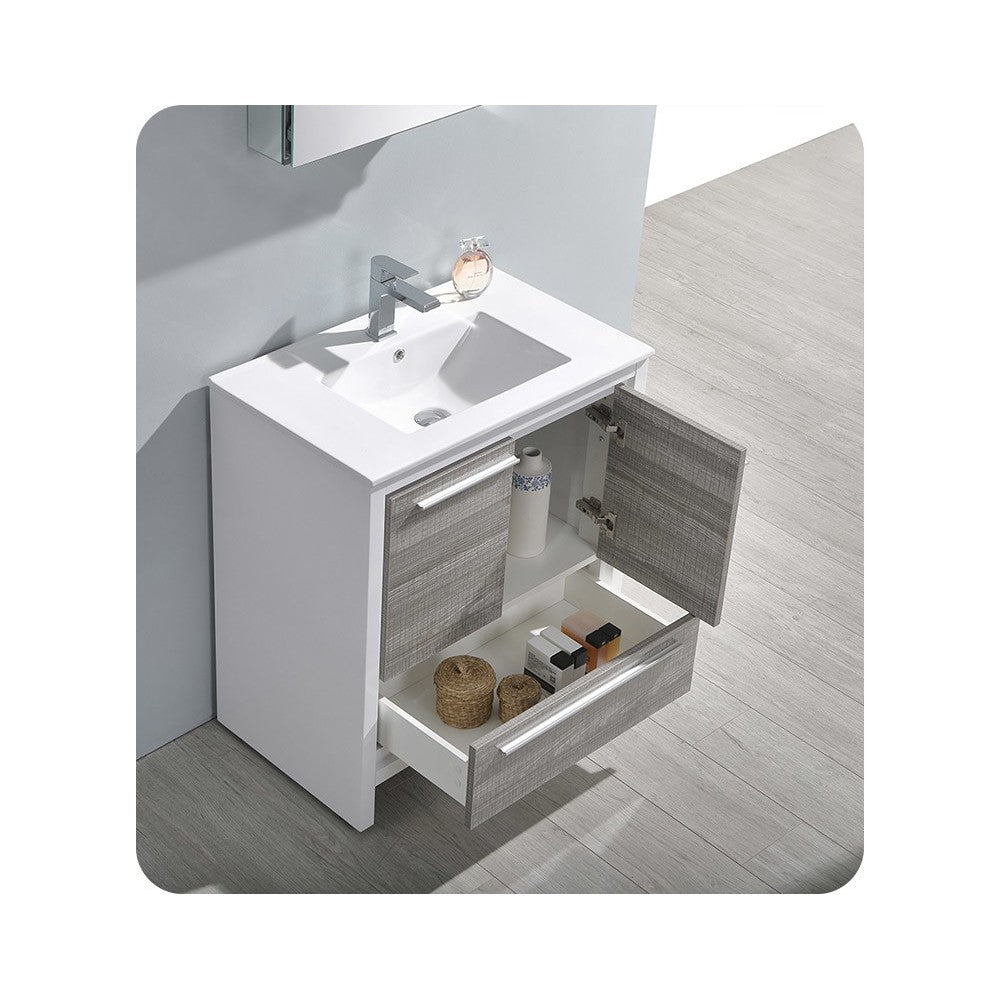 Fresca Allier Rio 30" Ash Gray Modern Bathroom Cabinet w/ Sink