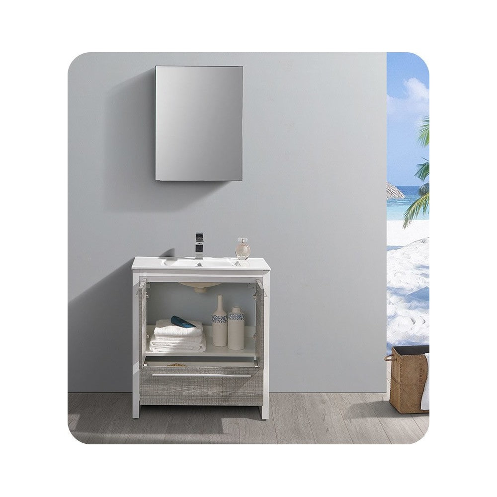 Fresca Allier Rio 30" Ash Gray Modern Bathroom Cabinet w/ Sink