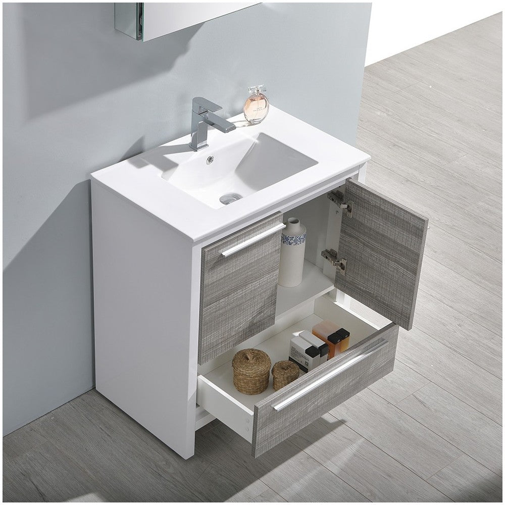 Fresca Allier Rio 30" Ash Gray Modern Bathroom Vanity w/ Medicine Cabinet