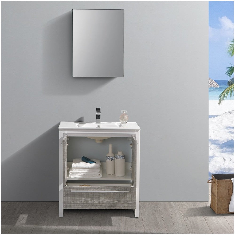 Fresca Allier Rio 30" Ash Gray Modern Bathroom Vanity w/ Medicine Cabinet