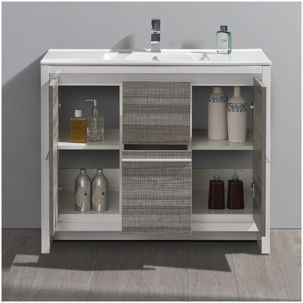 Fresca Allier Rio 40" Ash Gray Modern Bathroom Cabinet w/ Sink