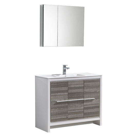 Fresca Allier Rio 40" Ash Gray Modern Bathroom Vanity w/ Medicine Cabinet