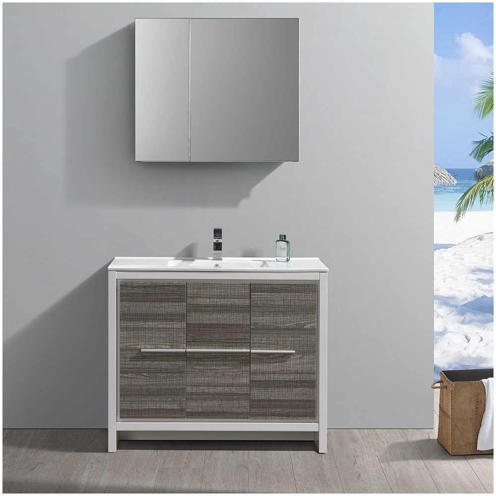 Fresca Allier Rio 40" Ash Gray Modern Bathroom Vanity w/ Medicine Cabinet