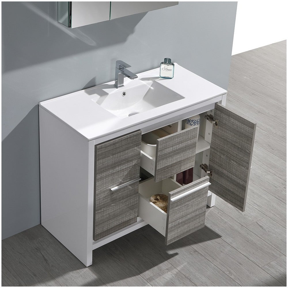 Fresca Allier Rio 40" Ash Gray Modern Bathroom Vanity w/ Medicine Cabinet