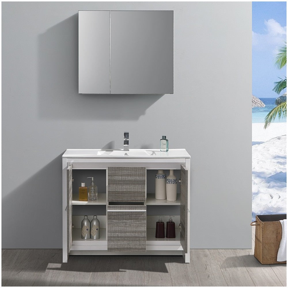 Fresca Allier Rio 40" Ash Gray Modern Bathroom Vanity w/ Medicine Cabinet