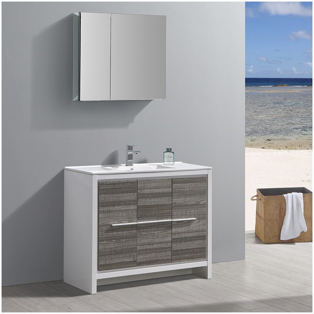 Fresca Allier Rio 40" Ash Gray Modern Bathroom Vanity w/ Medicine Cabinet