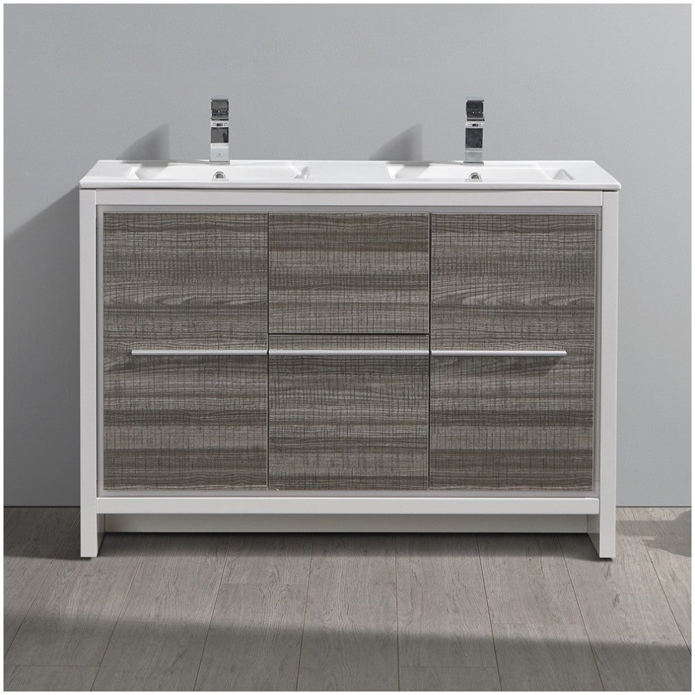 Fresca Allier Rio 48" Ash Gray Double Sink Modern Bathroom Vanity w/ Sink