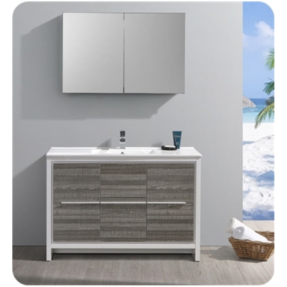Fresca Allier Rio 48" Ash Gray Single Sink Modern Bathroom Cabinet w/ Sink
