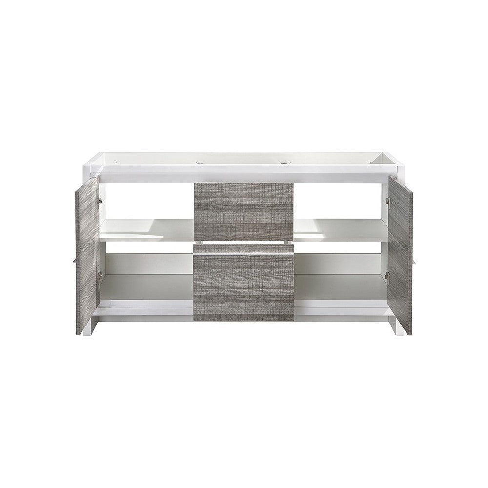 Fresca Allier Rio 60" Ash Gray Double Sink Modern Bathroom Cabinet