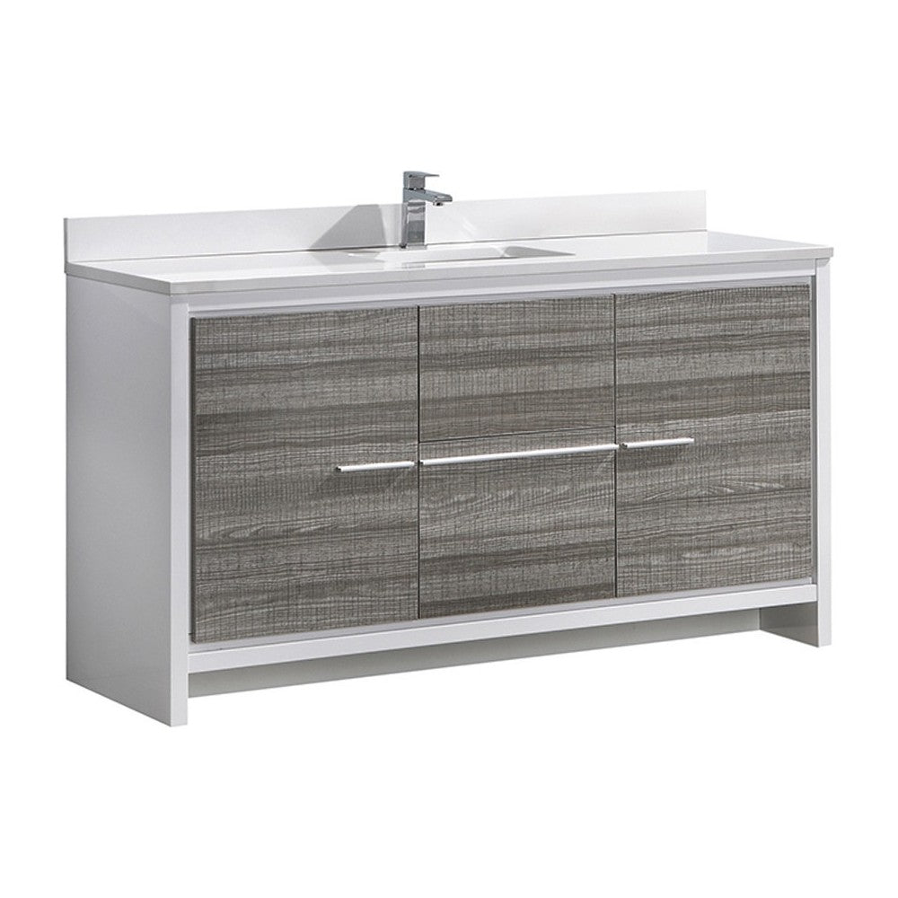 Fresca Allier Rio 60" Ash Gray Single Sink Modern Bathroom Vanity w/ Top & Sink