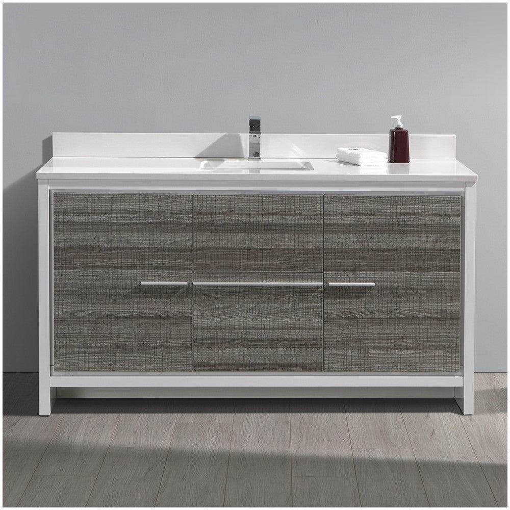 Fresca Allier Rio 60" Ash Gray Single Sink Modern Bathroom Vanity w/ Top & Sink