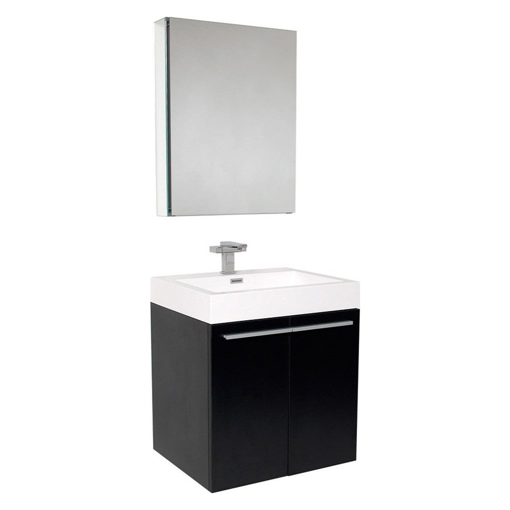 Fresca Alto 23" Black Modern Bathroom Vanity w/ Medicine Cabinet