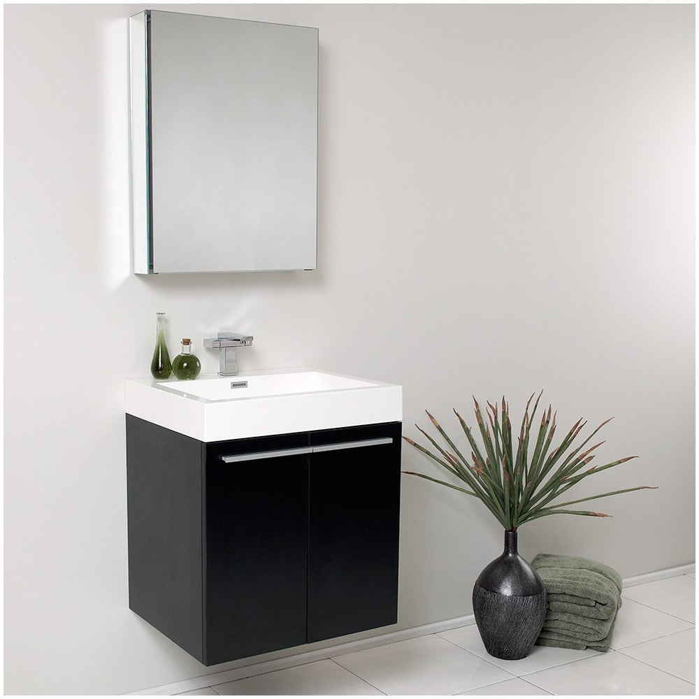 Fresca Alto 23" Black Modern Bathroom Vanity w/ Medicine Cabinet