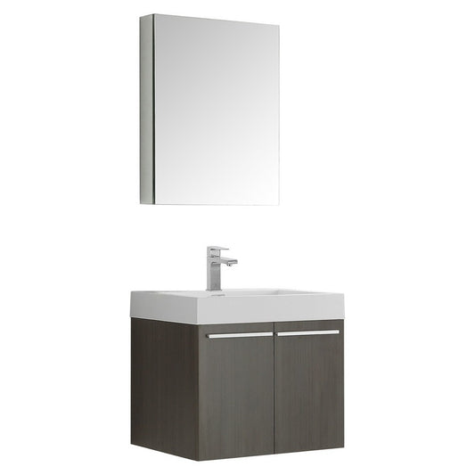 Fresca Alto 23" Gray Oak Wall Hung Modern Bathroom Vanity w/ Medicine Cabinet