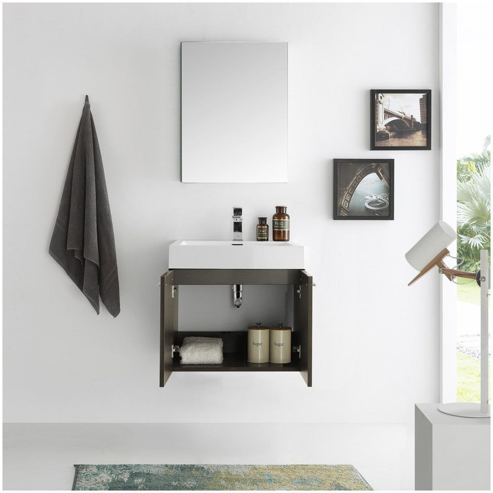 Fresca Alto 23" Gray Oak Wall Hung Modern Bathroom Vanity w/ Medicine Cabinet