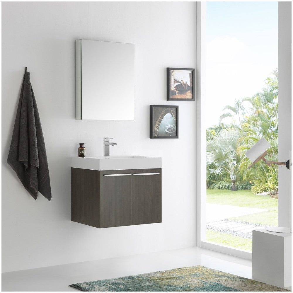 Fresca Alto 23" Gray Oak Wall Hung Modern Bathroom Vanity w/ Medicine Cabinet