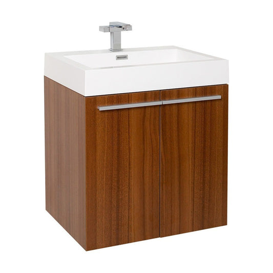 Fresca Alto 23" Teak Modern Bathroom Cabinet w/ Integrated Sink