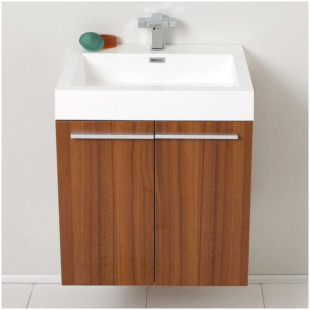Fresca Alto 23" Teak Modern Bathroom Cabinet w/ Integrated Sink