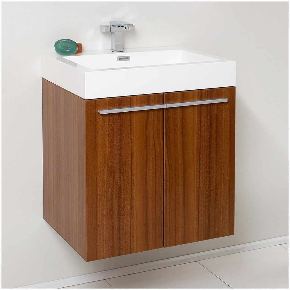 Fresca Alto 23" Teak Modern Bathroom Cabinet w/ Integrated Sink