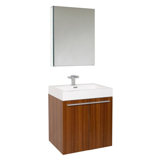 Fresca Alto 23" Teak Modern Bathroom Vanity w/ Medicine Cabinet