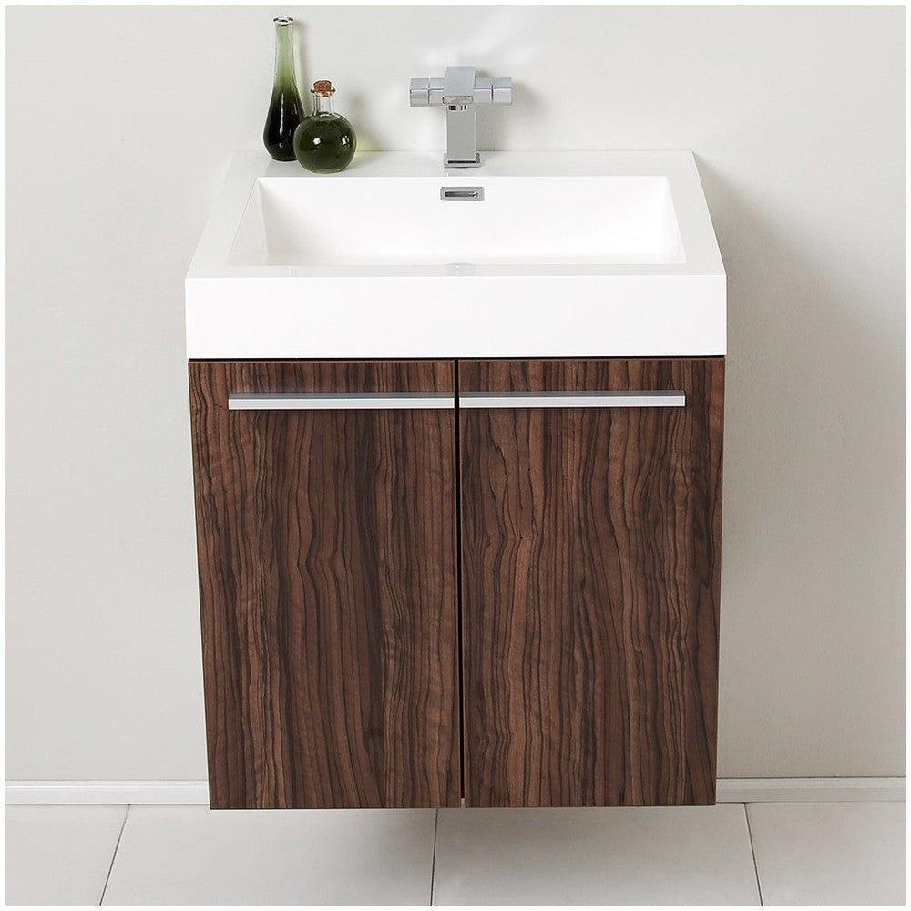 Fresca Alto 23" Walnut Modern Bathroom Cabinet w/ Integrated Sink